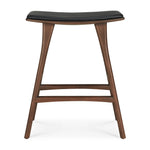 Ethnicraft Teak Brown Osso Counter Stool Black Leather
