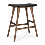 Ethnicraft Teak Brown Osso Counter Stool Black Leather