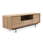 Ethnicraft Oak Shadow TV Cupboard- Black Metal legs 224cm