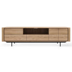 Ethnicraft Oak Shadow TV Cupboard- Black Metal legs 224cm