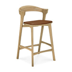 Ethnicraft Oak Bok Counter Stool - Cognac Leather