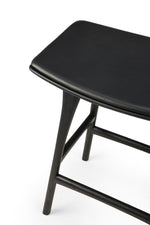 Ethnicraft Oak Black Osso Counter Stool Black Leather