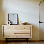 Ethnicraft Oak Shadow Sideboard- Black Metal Legs