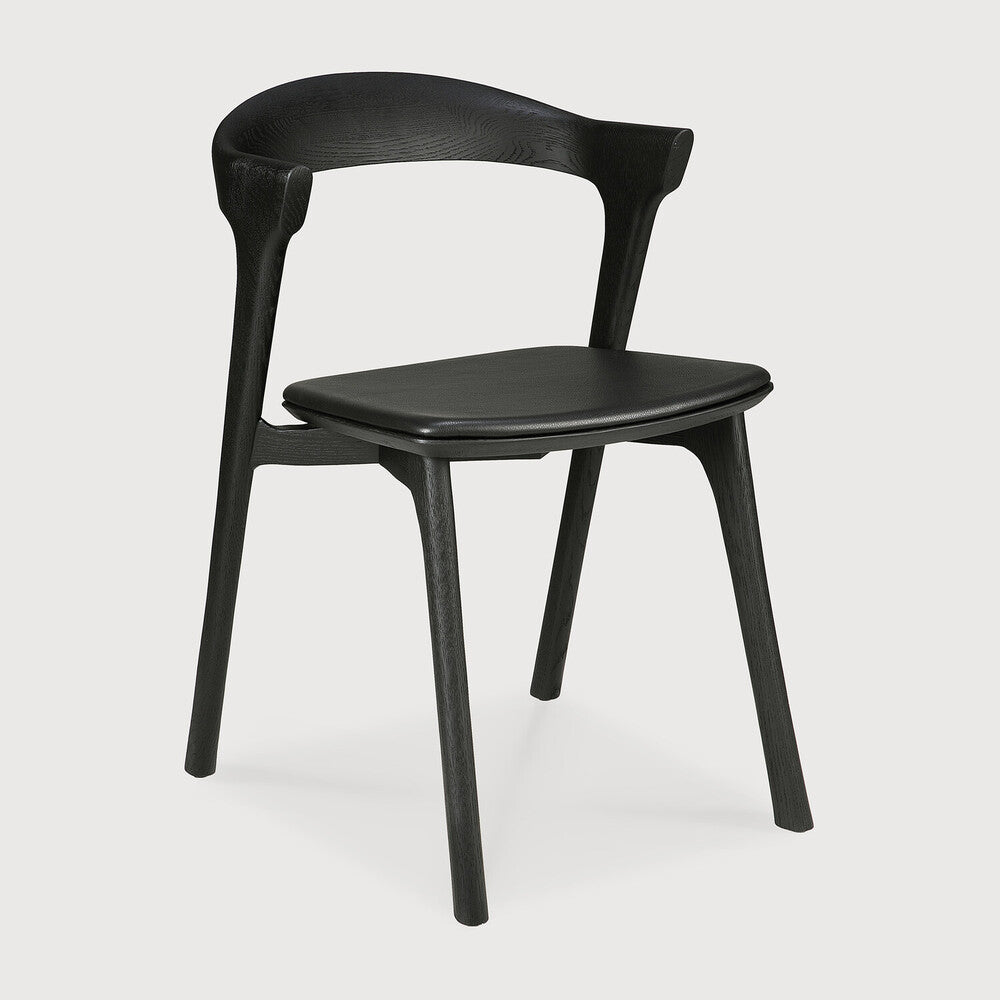 Ethnicraft 51492 Bok Dining Chair - Oak Black (Varnished) & Leather Cushion