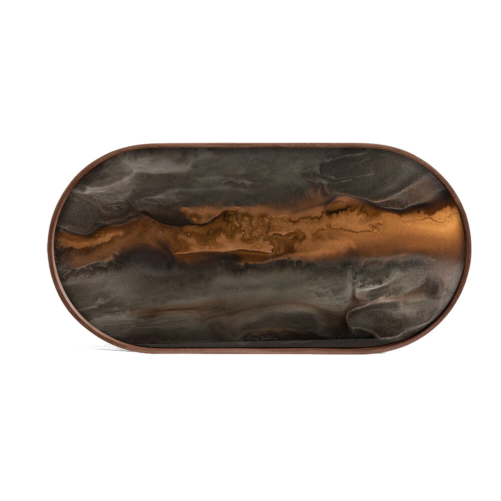 Ethnicraft Glass Tray Walnut Organic Graphite Mettalic Bronze Stained