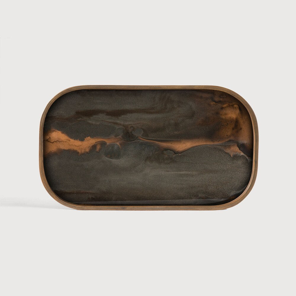 Ethnicraft Bronze Organic Rectangular Glass Valet Tray