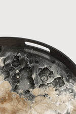 Ethnicraft Glass Round Tray Organic Brass brown black metallic Stained