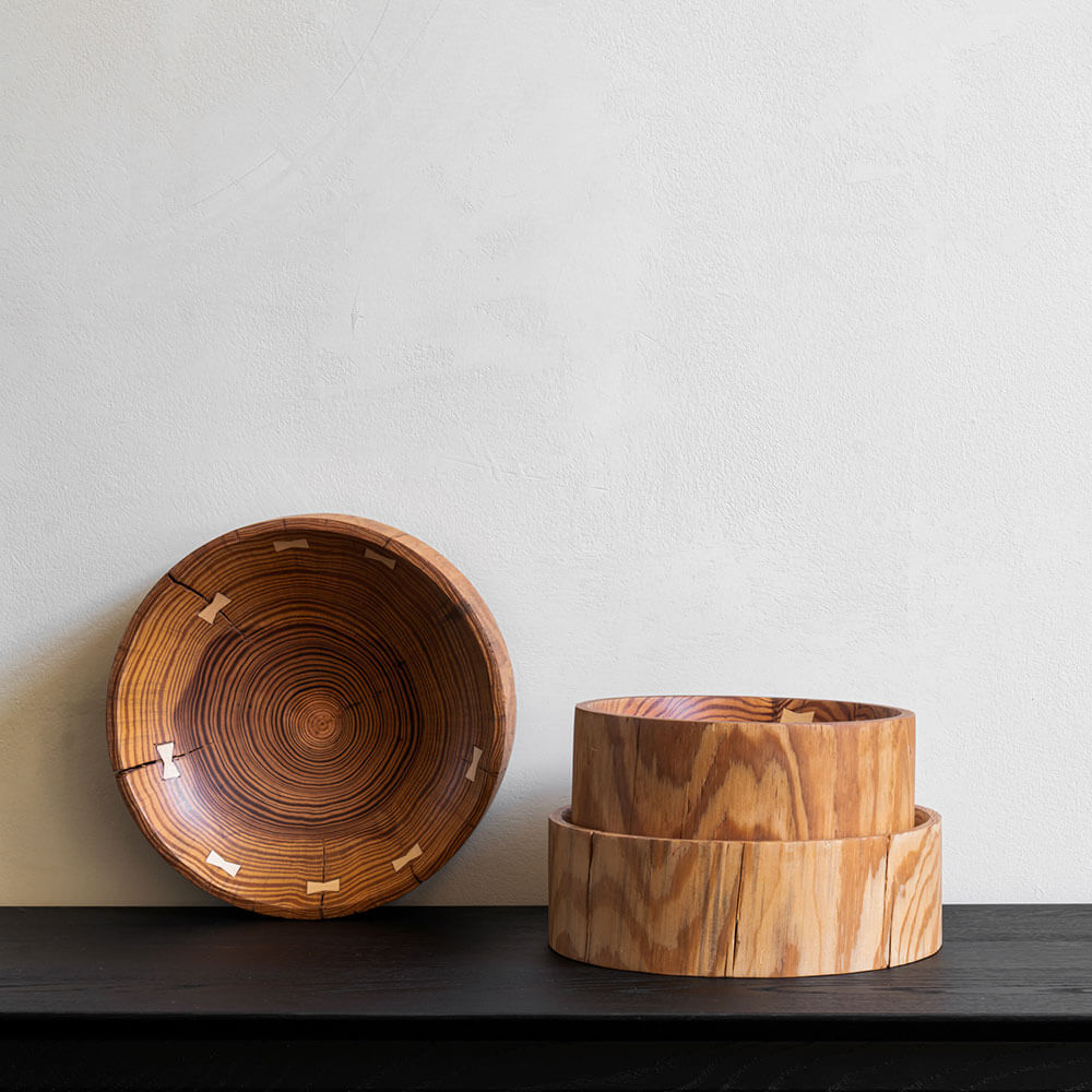 Ethnicraft Natural Pine Bowls Set of 3