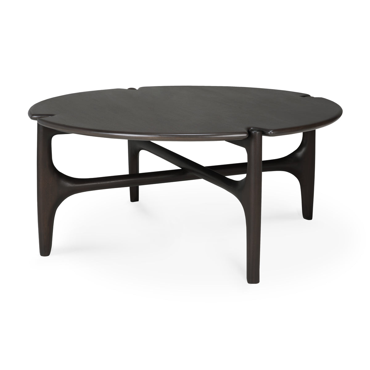 Ethnicraft Mahogany PI round coffee table dark brown Bayside Furniture