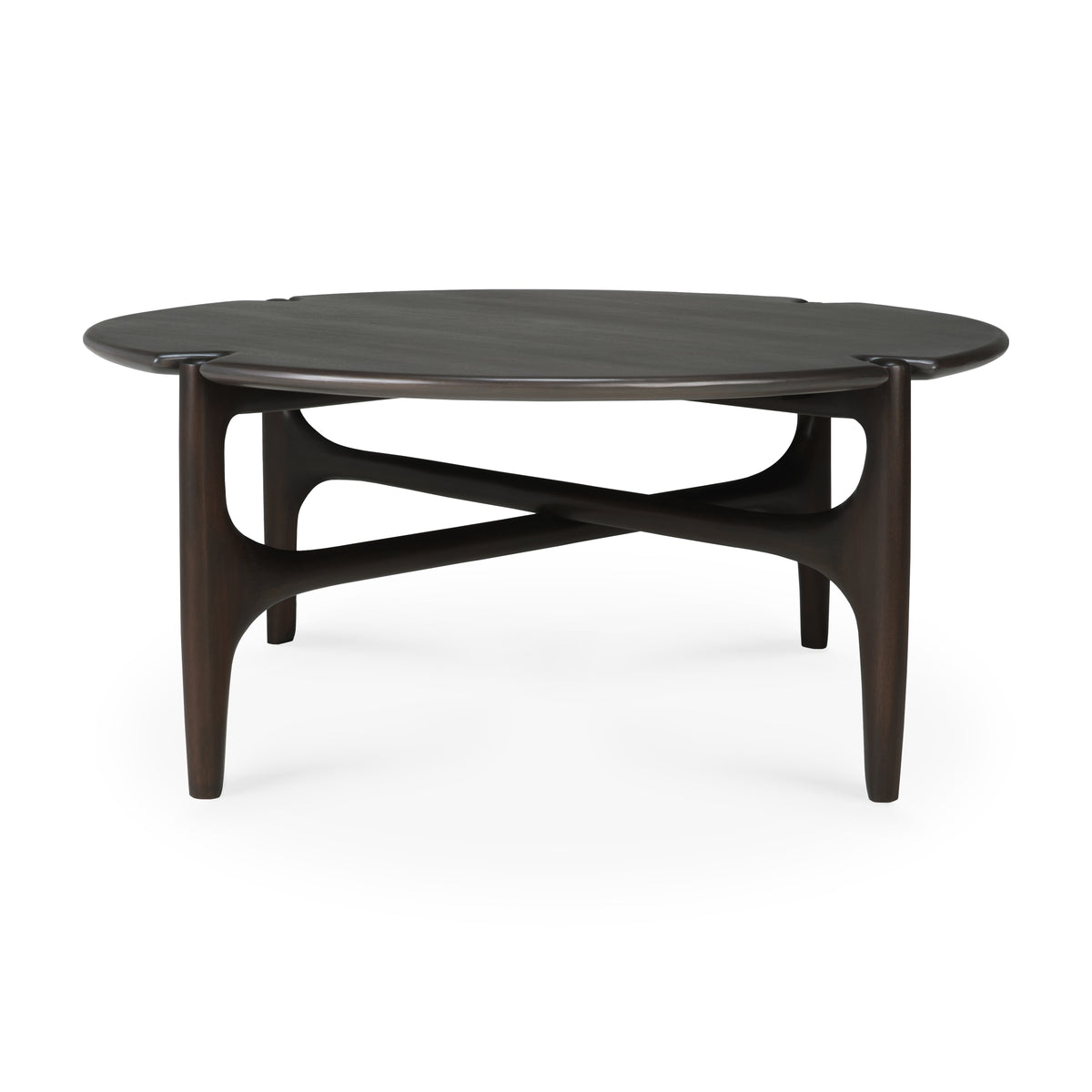 Ethnicraft Mahogany PI round coffee table dark brown Bayside Furniture