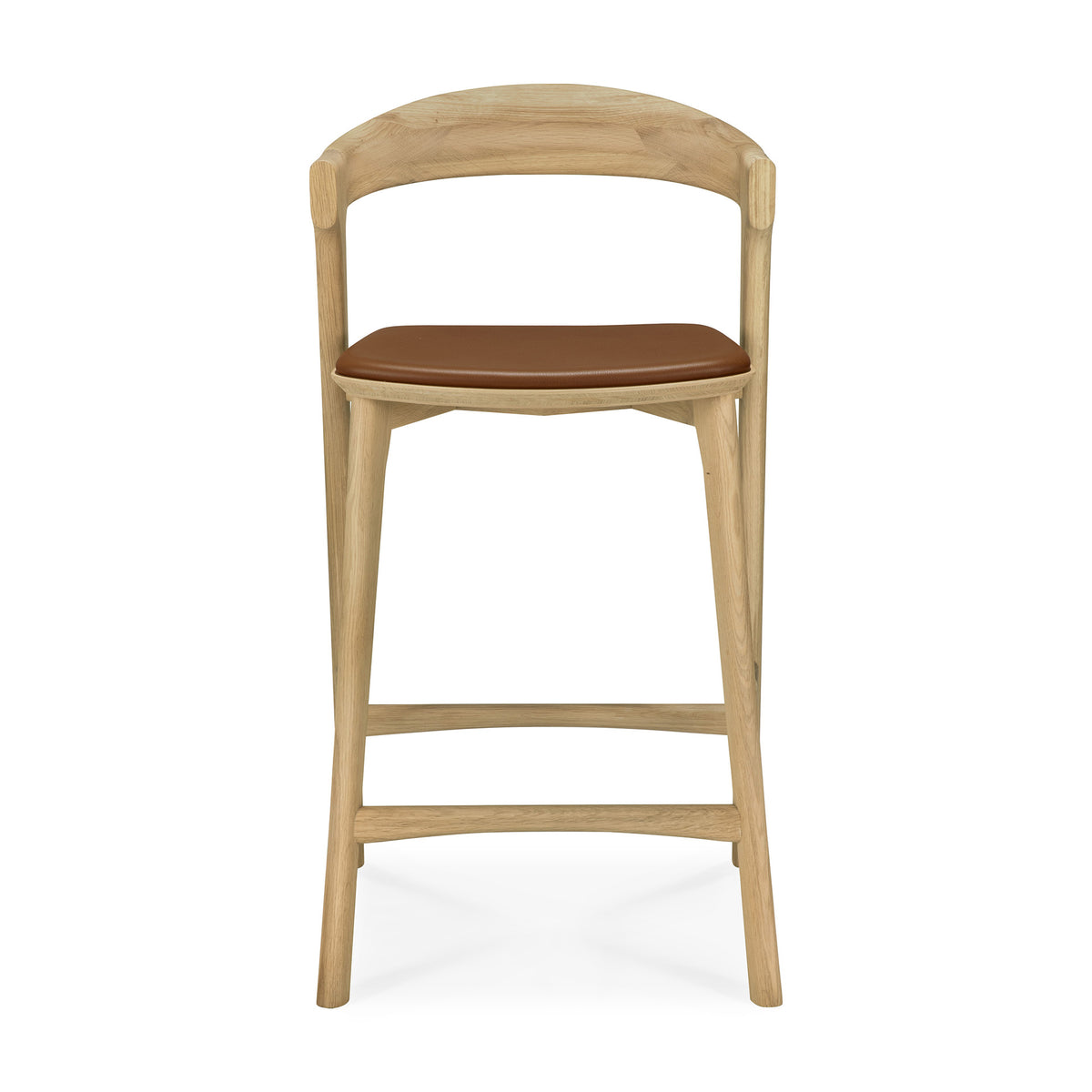 Ethnicraft Oak Bok Counter Stool - Cognac Leather