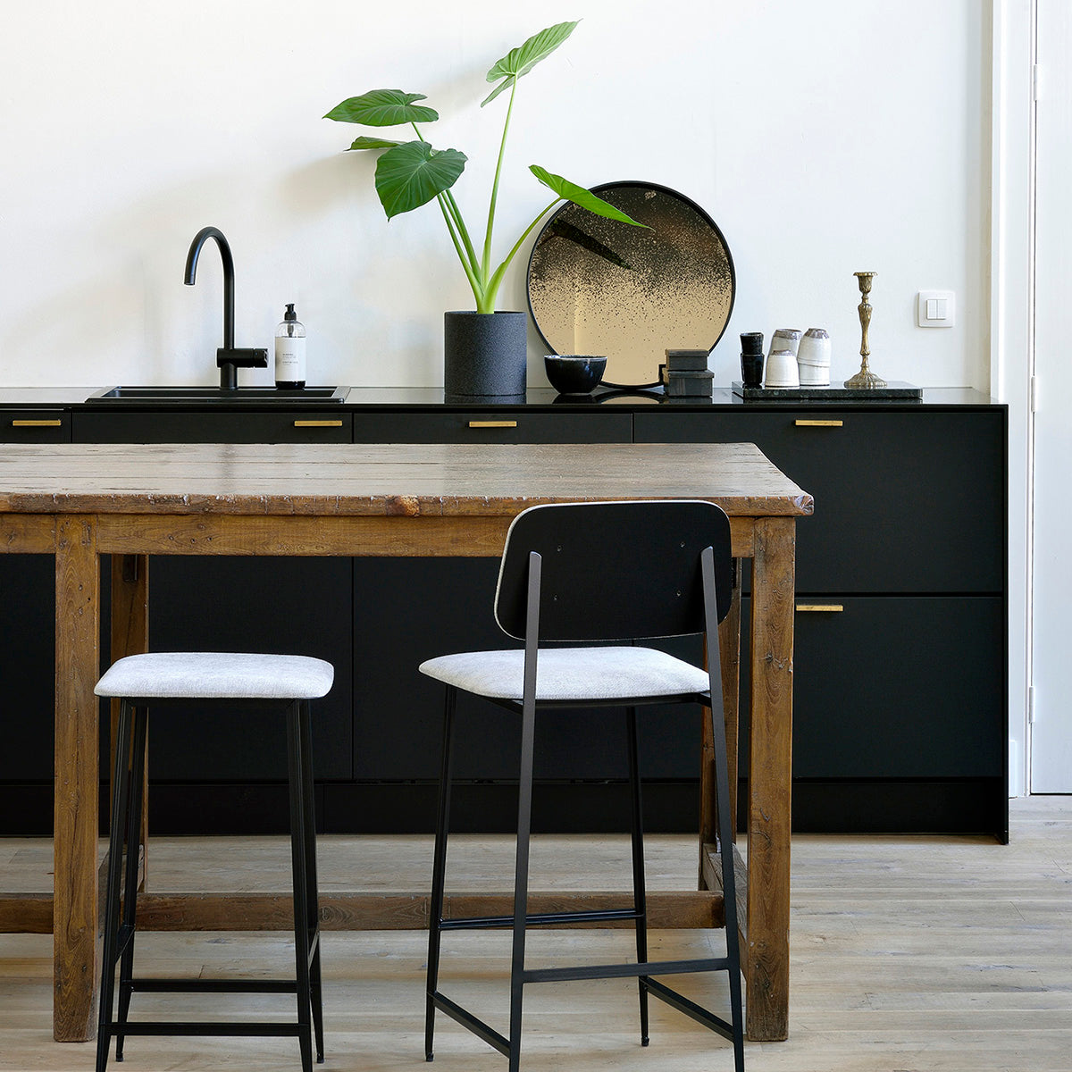 Ethnicraft DC Stool Light Grey 85cm
