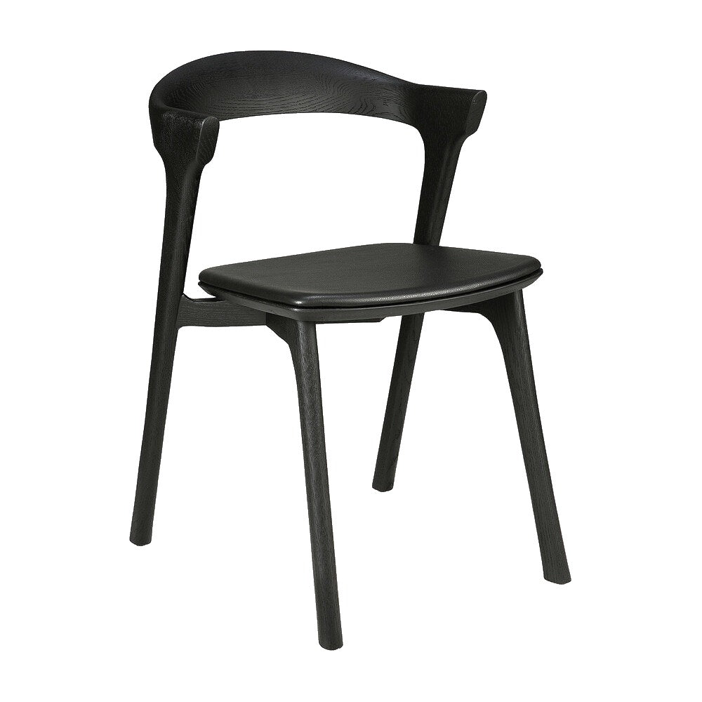 Ethnicraft 51492 Bok Dining Chair - Oak Black (Varnished) & Leather Cushion