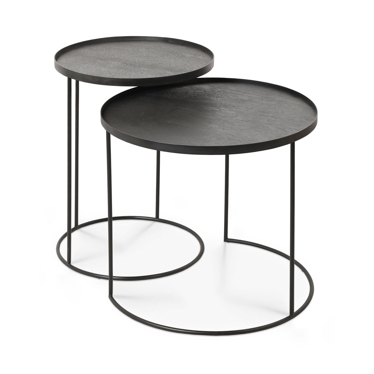 Ethnicraft Round Tray Side Table Set