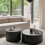 Ethnicraft Mahogany Roller Max Dark Brown Round Coffee Table