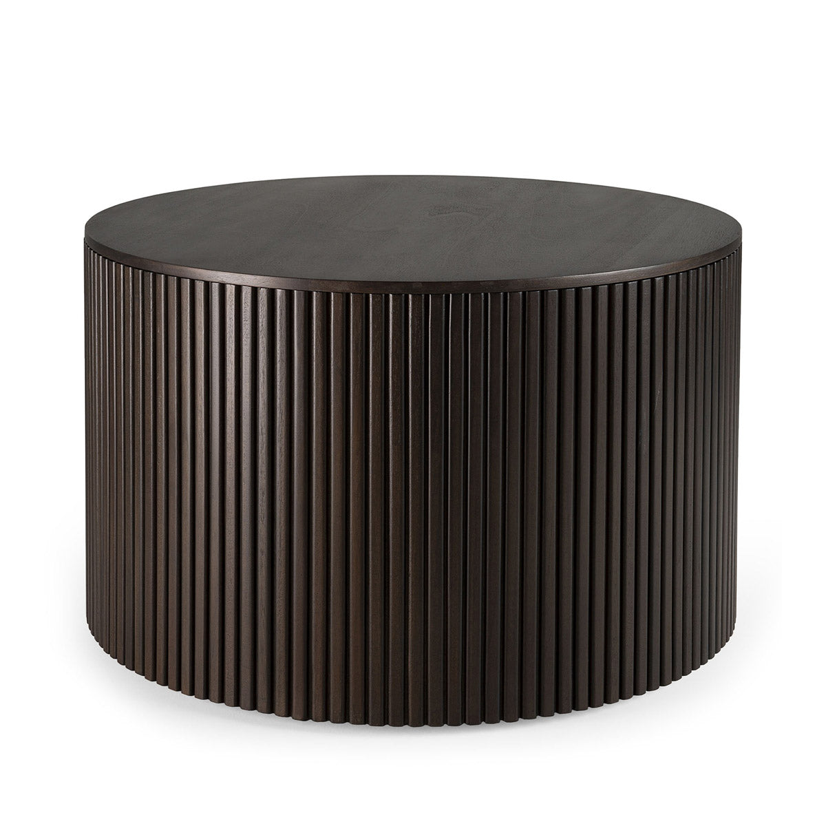 Ethnicraft Mahogany Roller Max Dark Brown Round Coffee Table