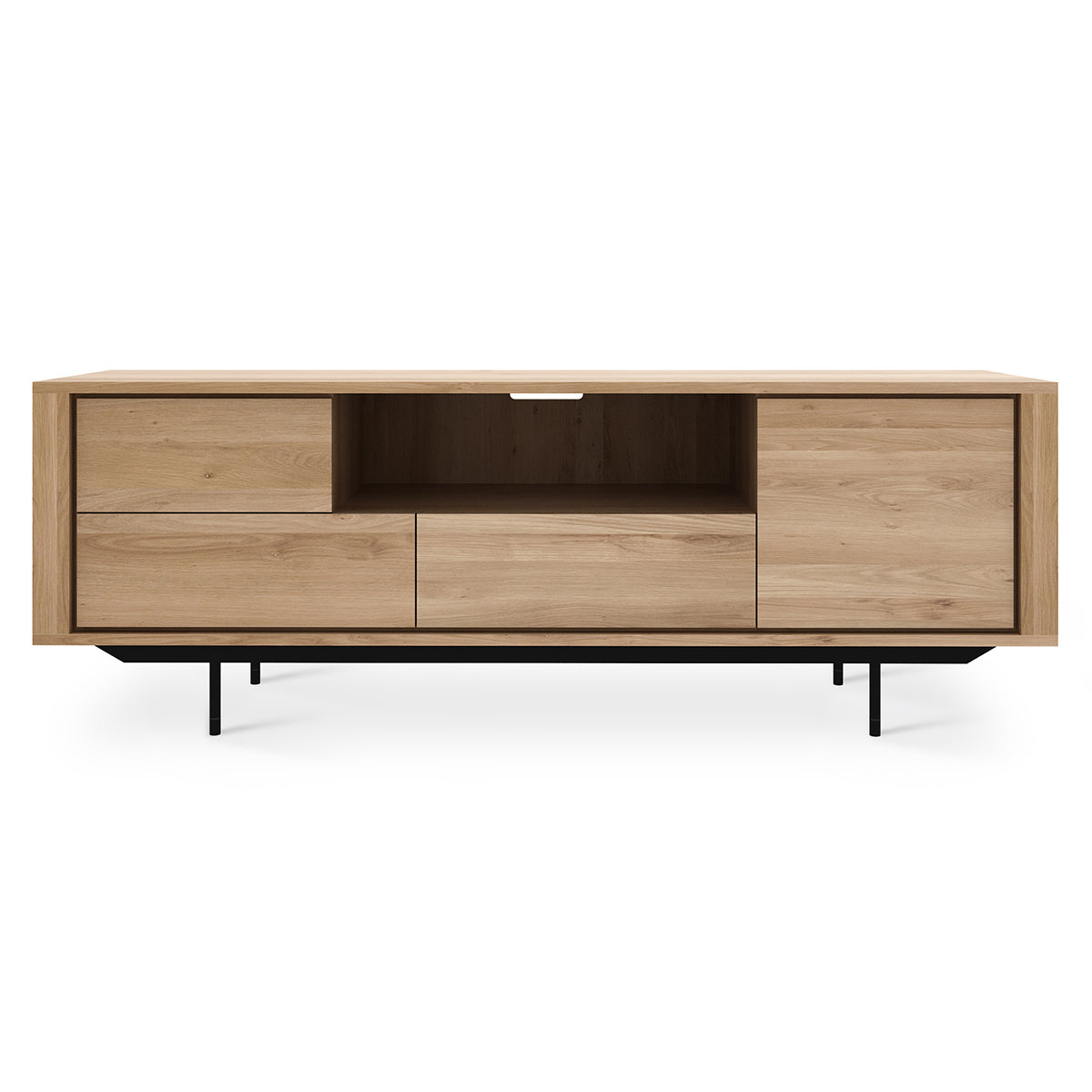 Ethnicraft Oak Shadow TV Cupboard- Black Metal legs