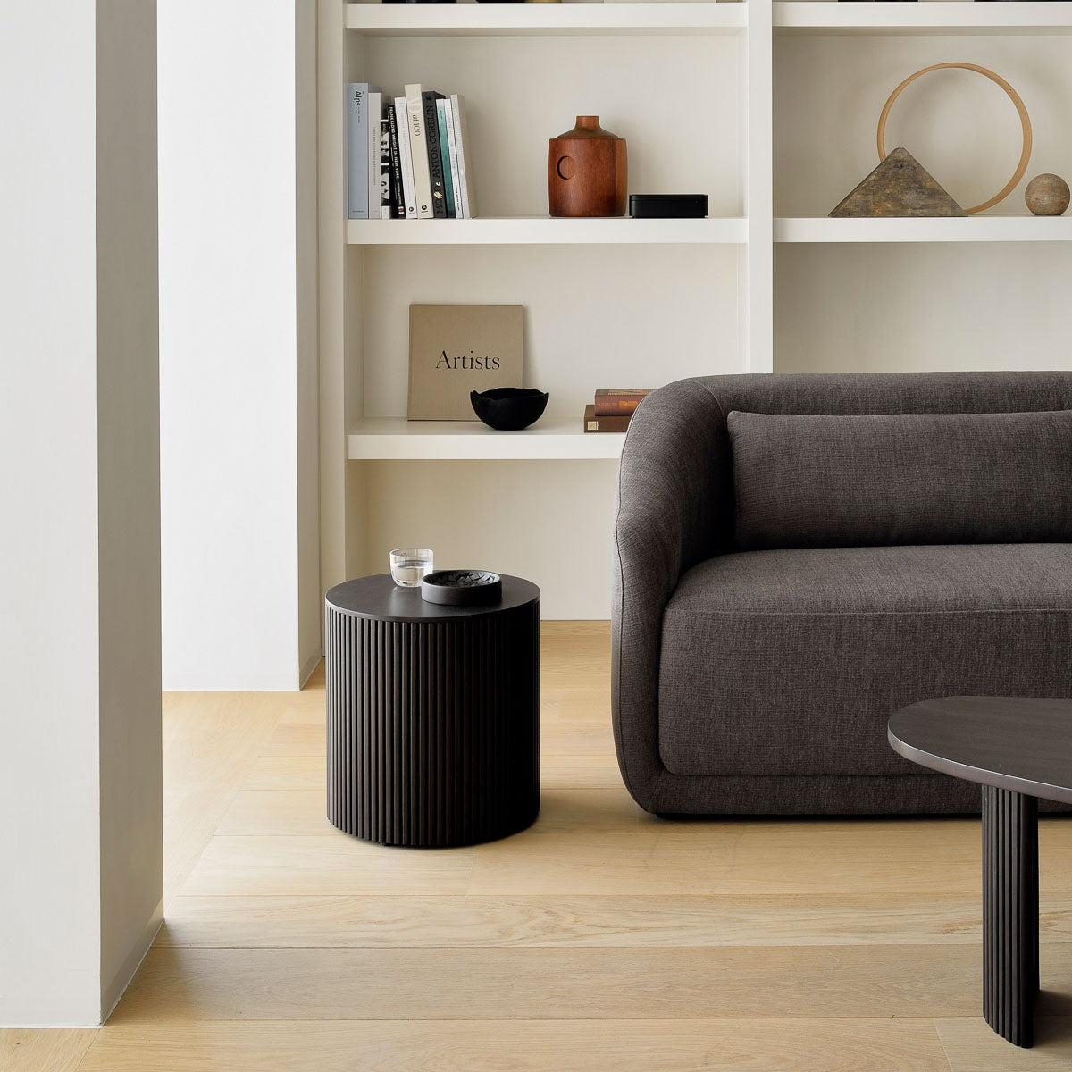 Ethnicraft Mahogany Roller Max Dark Brown Round Side Table Bayside